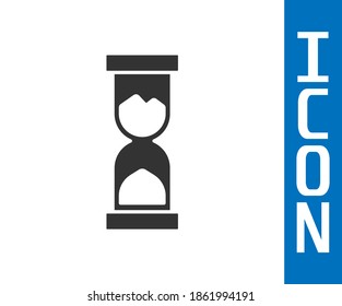 Grey Old hourglass with flowing sand icon isolated on white background. Sand clock sign. Business and time management concept.  Vector