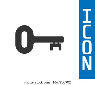 Grey Old key icon isolated on white background.  Vector Illustration