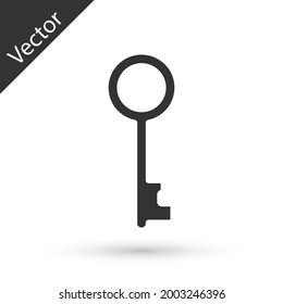 Grey Old key icon isolated on white background.  Vector