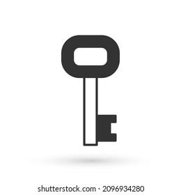 Grey Old key icon isolated on white background.  Vector