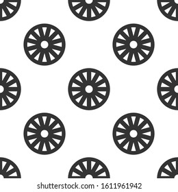 Grey Old wooden wheel icon isolated seamless pattern on white background.  Vector Illustration