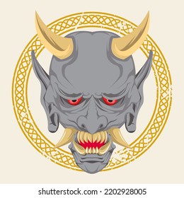 grey oni mask vector illustration