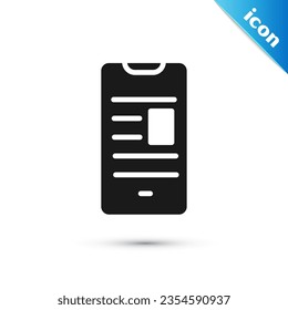 Grey Online book on mobile icon isolated on white background. Internet education concept, e-learning resources.  Vector Illustration