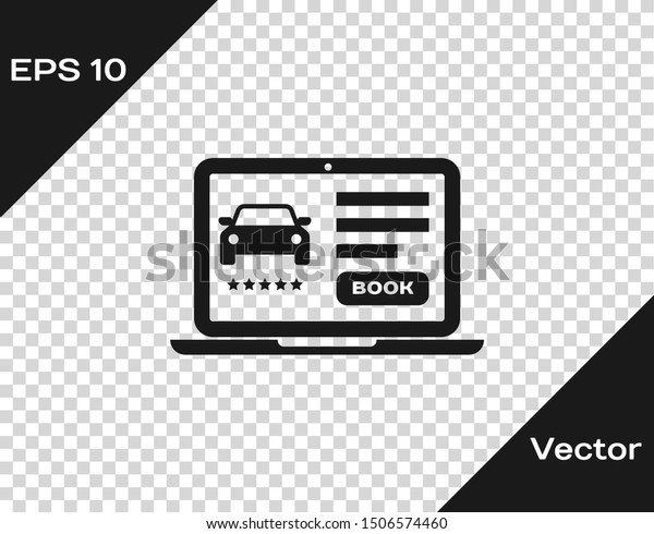 Grey Online car sharing icon isolated\
on transparent background. Online rental car service. Online\
booking design concept for laptop.  Vector\
Illustration