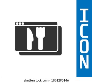 Grey Online ordering and fast food delivery icon isolated on white background.  Vector