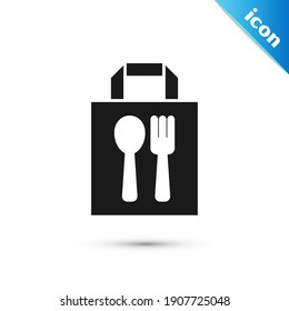 Grey Online ordering and fast food delivery icon isolated on white background.  Vector