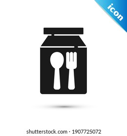 Grey Online ordering and fast food delivery icon isolated on white background.  Vector