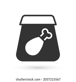 Grey Online ordering and fast food delivery with meal icon isolated on white background.  Vector