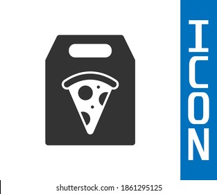 Grey Online ordering and fast pizza delivery icon isolated on white background.  Vector