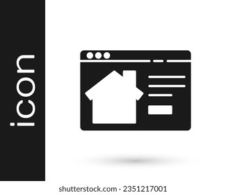 Grey Online real estate house in browser icon isolated on white background. Home loan concept, rent, buy, buying a property.  Vector Illustration