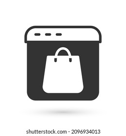 Grey Online shopping on screen icon isolated on white background. Concept e-commerce, e-business, online business marketing.  Vector