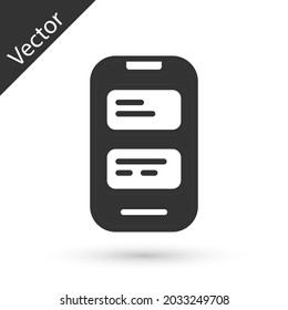 Grey Online translator icon isolated on white background. Foreign language conversation icons in chat speech bubble. Translating concept.  Vector