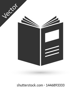 Grey Open book icon isolated on white background.  Vector Illustration