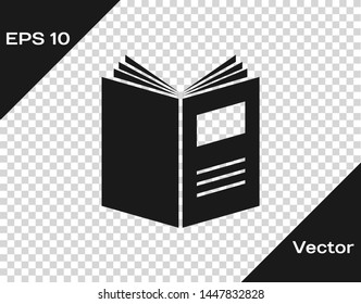 Grey Open book icon isolated on transparent background.  Vector Illustration
