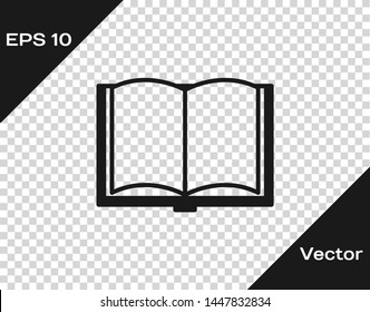 Grey Open book icon isolated on transparent background.  Vector Illustration
