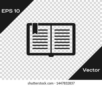 Grey Open book icon isolated on transparent background.  Vector Illustration