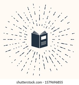 Grey Open book icon isolated on beige background. Abstract circle random dots. Vector Illustration