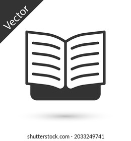 Grey Open book icon isolated on white background.  Vector