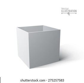 Grey open box with realistic shadows. Vector illustration. Transportation concept.