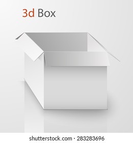 Grey open box with realistic shadows.