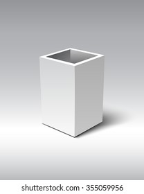 Grey open box with realistic shadows. Vector illustration.