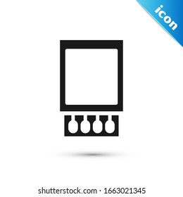 Grey Open matchbox and matches icon isolated on white background.  Vector Illustration