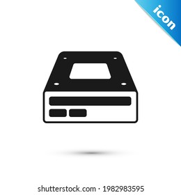 Grey Optical disc drive icon isolated on white background. CD DVD laptop tray drive for read and write data disc.  Vector