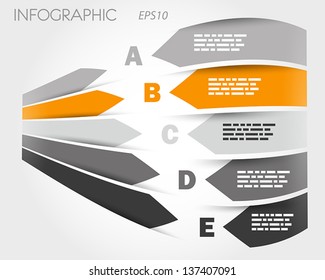 grey and orange 3d infographic with labels. infographic concept.