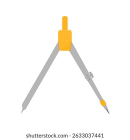 grey and orange compass on white background. school supplies. office supplies. drawing tools. vector illustration. design tools