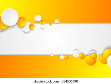 Grey and orange corporate design with circles. Vector abstract background