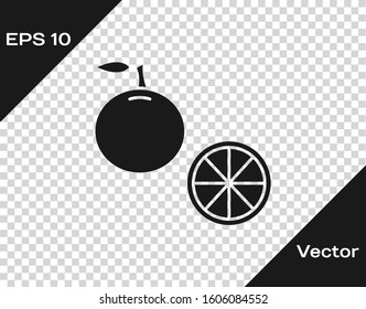 Grey Orange fruit icon isolated on transparent background.  Vector Illustration