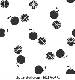 Grey Orange fruit icon isolated seamless pattern on white background.  Vector Illustration