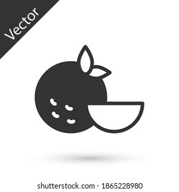 Grey Orange fruit icon isolated on white background.  Vector
