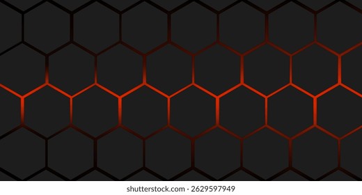 grey and orange hexagons modern background 3d illustration