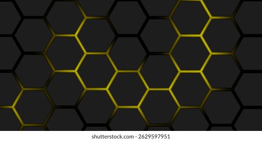 grey and orange hexagons modern background 3d illustration