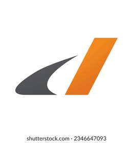 Grey and Orange Italic Swooshy Letter D Icon on a White Background
