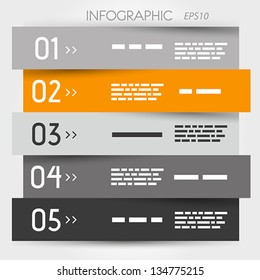 grey and orange zig zag five options. infographic concept.