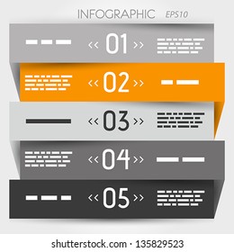 grey and orange zig zag five options in middle. infographic concept.