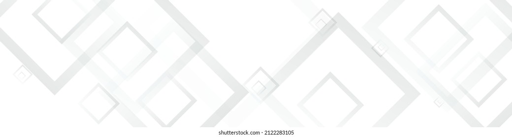 Grey Ornament Architecture Vector Panoramic Background. Graphic Square Banner. White Digital Template. Light Concept Poster.