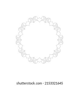 Grey ornamental circular pattern on white background. Card template design. Decorative vector frame.