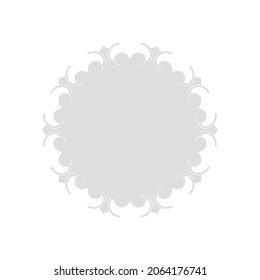 Grey ornamental round pattern on white background. Card template design. Vector illustration.