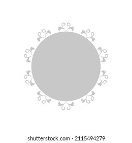Grey ornamental round pattern on white background. Card template design. Vector illustration.