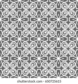 Grey ornamental seamless wallpaper pattern, vector illustration