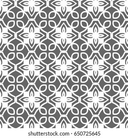 Grey ornamental seamless wallpaper pattern, vector illustration
