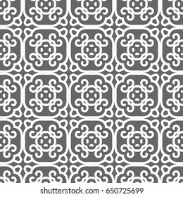 Grey ornamental seamless wallpaper pattern, vector illustration
