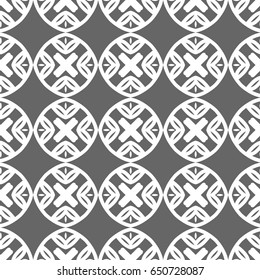 Grey ornamental seamless wallpaper pattern, vector illustration