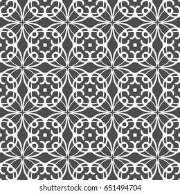 Grey ornamental seamless wallpaper pattern, vector illustration
