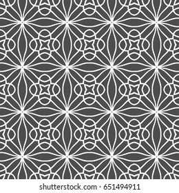 Grey ornamental seamless wallpaper pattern, vector illustration