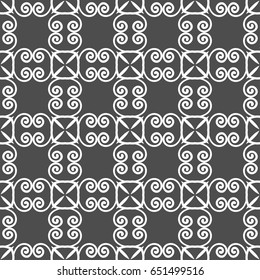 Grey ornamental seamless wallpaper pattern, vector illustration