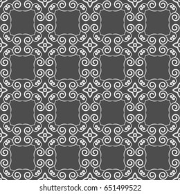 Grey ornamental seamless wallpaper pattern, vector illustration